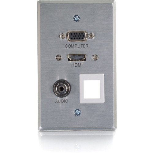 Main image for C2G RapidRun HDMI Single Gang Wall Plate with VGA, Stereo Audio and One Keystone - Aluminum