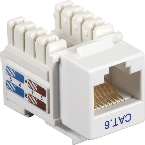 Main image for Black Box CAT6 Keystone Jack - Unshielded, RJ45, White, 25-Pack