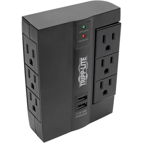Main image for Tripp Lite Surge Protector Direct Plug-In 6 Outlet 3 Rotatable Outlets, 2 USB Charging Ports