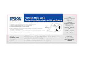 EPSON, MEDIA FOR C3500/C4000, 4" X 3" DIE CUT MATTE LBL - PK OF 6 RO (400 LABLES/ROLL), SOLD BY CASE C35MD002