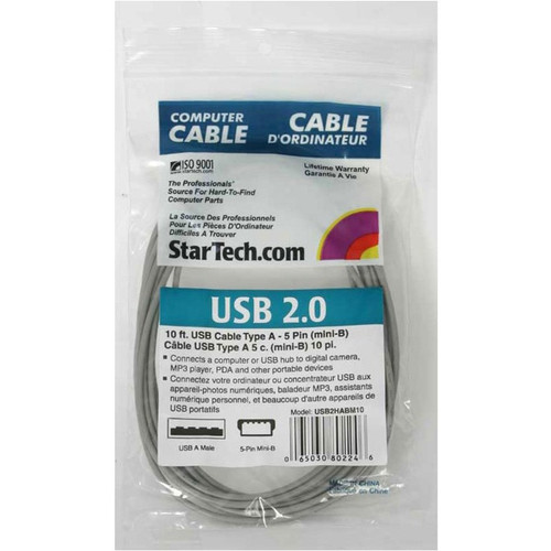 Main image for StarTech.com 10 ft USB 2.0 Cable - USB A to Mini B