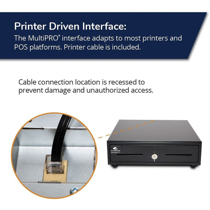 Alternate-Image3 Image for apg Entry Level- 13&acirc;&euro;‚Äö√†√∂≈ì√Ñ Electronic Point of Sale Cash Drawer | Arlo Series EKDS320-1-B330-A10| Printer Compatible with CD-101A Cable Included | Plastic Till with 4 Bill/ 5 Coin Compartments | Black