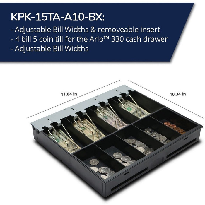 Alternate-Image1 Image for apg Arlo Series 330 Cash Drawer Replacement Tray | Plastic Molded Till for Cash Register | 4 Bill/ 5 Coin Compartments | KPK-15TA-A10-BX |