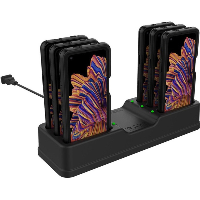 Alternate-Image1 Image for RAM Mounts 6-Port Charging Dock for Samsung XCover Pro with OtterBox uniVERSE