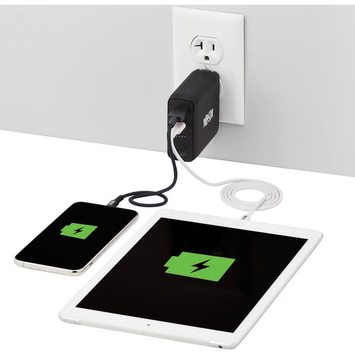 Alternate-Image2 Image for Tripp Lite Portable USB Mobile Power Bank Battery Wall Charger Combo 5K mAh