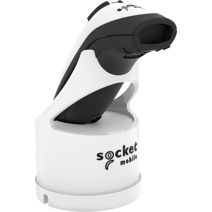 Left Image for Socket Mobile DuraScan&reg; D700, Linear Barcode Scanner, White & Charging Dock