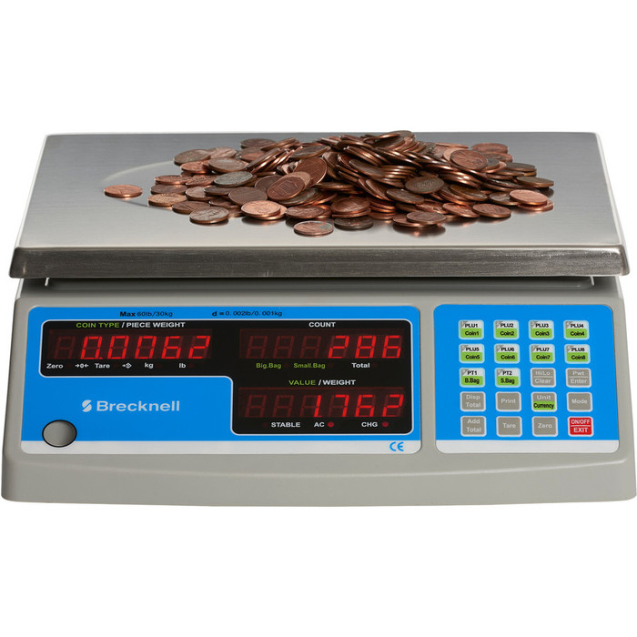 Alternate-Image3 Image for Brecknell B140 General Purpose Counting/Coin Scale, 30lb Capacity, Counting and Coin Function