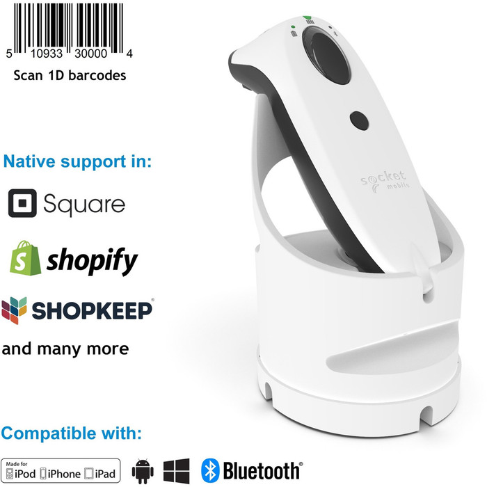 Main image for Socket Mobile SocketScan&reg; S700, Linear Barcode Scanner, White & White Charging Dock