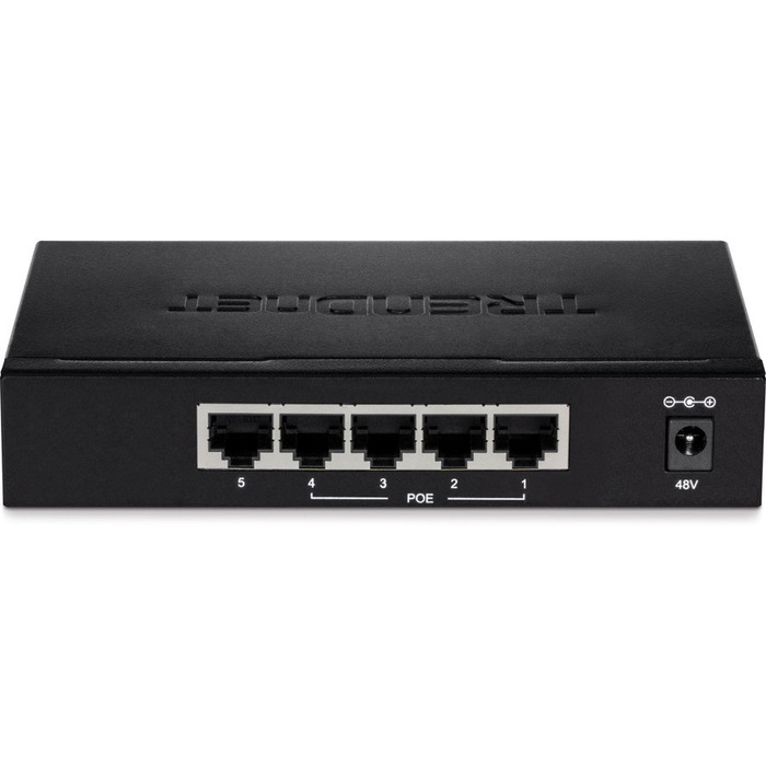 Alternate-Image1 Image for TRENDnet 5-Port Gigabit EdgeSmart PoE+ Switch, 4 x Gigabit PoE+ Ports, 1x Gigabit Port, 31W PoE Power Budget, Managed PoE+ Switch, Wall mountable, Lifetime Protection, Black, TPE-TG50ES