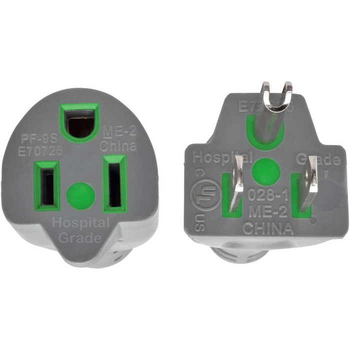 Alternate-Image1 Image for Tripp Lite Hospital Medical Power Extension Cord 5-15P 5-15R 13A Gray 15'