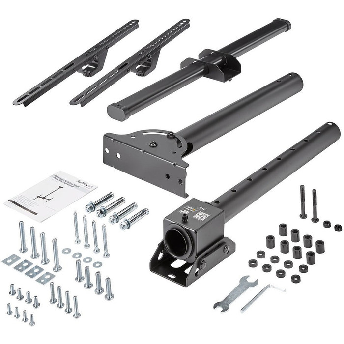 Alternate-Image1 Image for StarTech.com Ceiling TV Mount - 1.8' to 3' Short Pole - 32 to 75" TVs with a weight capacity of up to 110 lb. (50 kg) - Telescopic pole can extend from 22" to 33.5" (560 to 910 mm) - Ceiling mount swivels +60 /-60 degrees to adjust to your ceiling - Swivel the display +180 /-180 degrees around the pole - Tilts