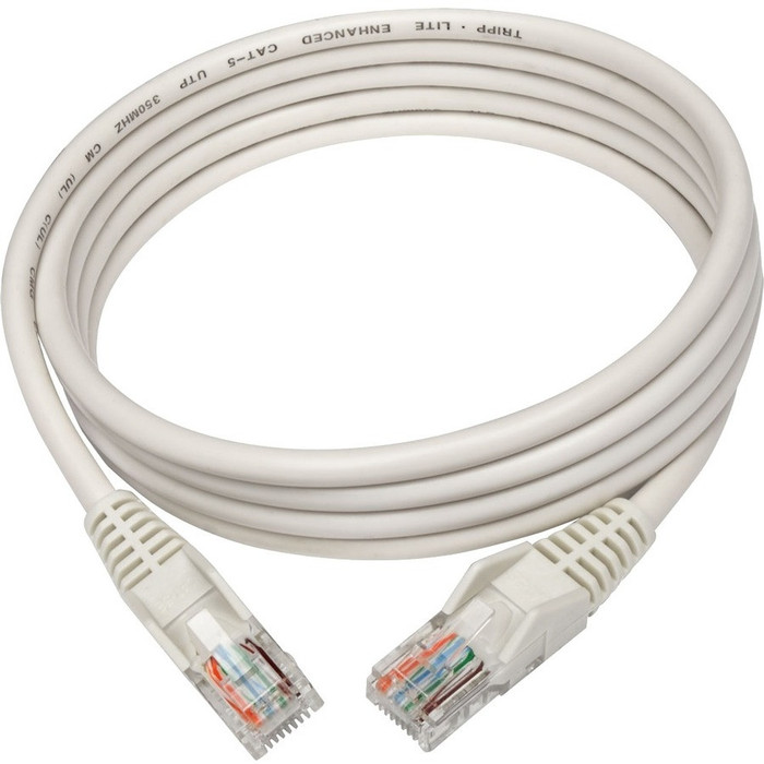 Top Image for Tripp Lite 5ft Cat5 Cat5e Snagless Molded Patch Cable UTP White RJ45 M/M 5'