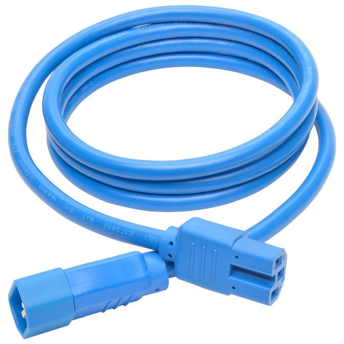 Alternate-Image1 Image for Tripp Lite Heavy Duty Computer Power Cord 15A 14AWG C14 to C15 Blue 6' 6ft