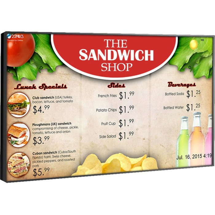 Main image for 22Miles Turnkey Digital Menu Board Package (AdSlide)