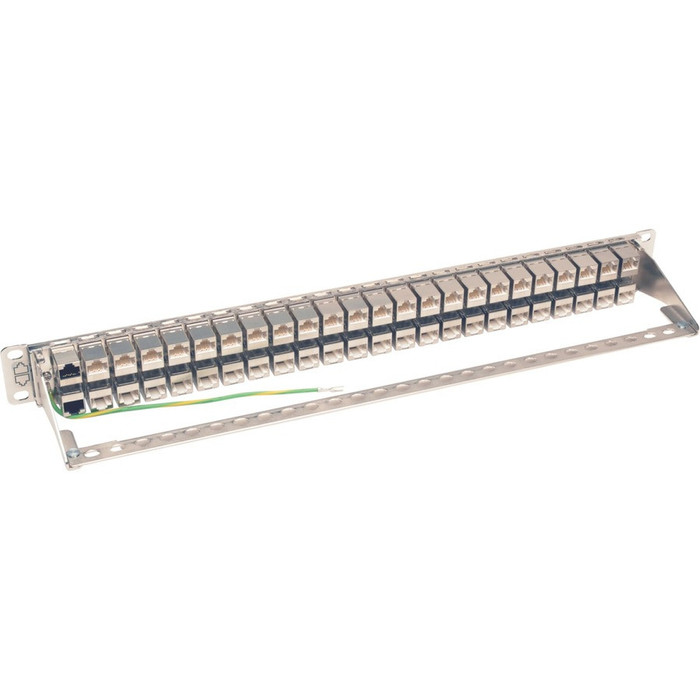 Top Image for Tripp Lite 48-Port Cat6a Patch Panel Rackmount Shielded Feedthrough RJ45 1U
