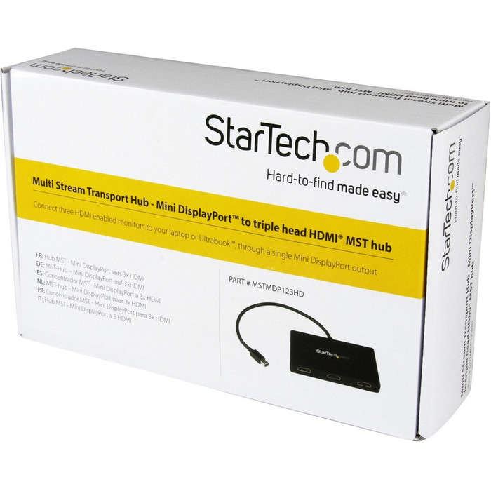 Alternate-Image1 Image for StarTech.com 3-Port Multi Monitor Adapter, Mini DisplayPort to HDMI MST Hub, 3x 1080p, Video Splitter for Extended Desktop Mode, Windows