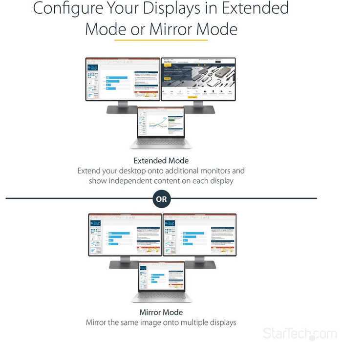 Alternate-Image3 Image for StarTech.com 2-Port Multi Monitor Adapter, Mini DisplayPort to DP MST Hub, Dual 4K 30Hz, Video Splitter for Extended Desktop Mode, Windows