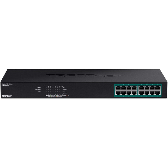 Alternate-Image2 Image for TRENDnet 16-Port Gigabit PoE+ Switch, 16 x Gigabit PoE+ Ports, 246W PoE Power Budget, 32 Gbps Switching Capacity, Desktop Switch, Ethernet Network Switch, Metal, Lifetime Protection, Black, TPE-TG160g