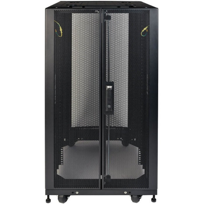 Alternate-Image1 Image for Tripp Lite 25U SmartRack Shallow-Depth Half-Height Rack Enclosure Doors Side Panels Heavy-Duty Casters