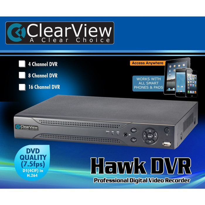 Alternate-Image2 Image for ClearView 4 Ch DVR Real-Time D1 / 2CIF / CIF / HDMI / 1 SATA - 500 GB HDD