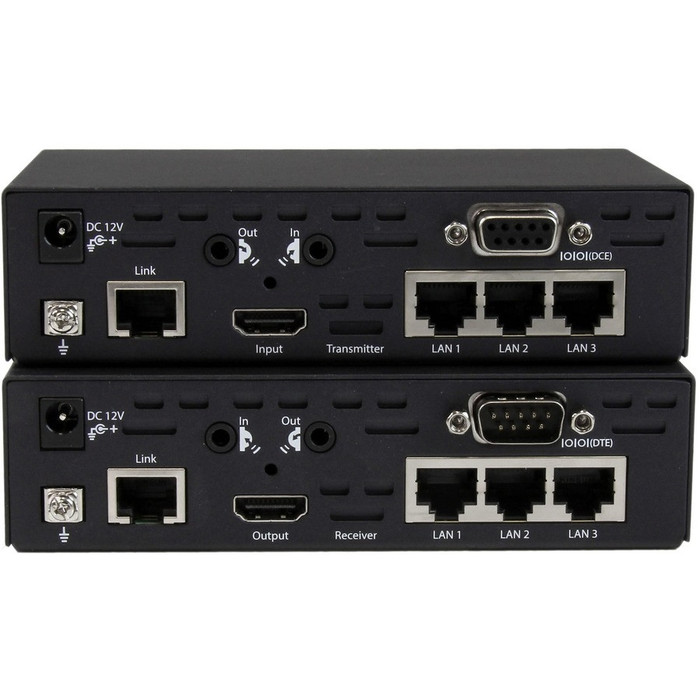 Alternate-Image3 Image for StarTech.com HDMI over CAT5 HDBaseT Extender - Power over Cable - IR - RS232 - 10/100 Ethernet - Ultra HD 4K - 330 ft (100m)