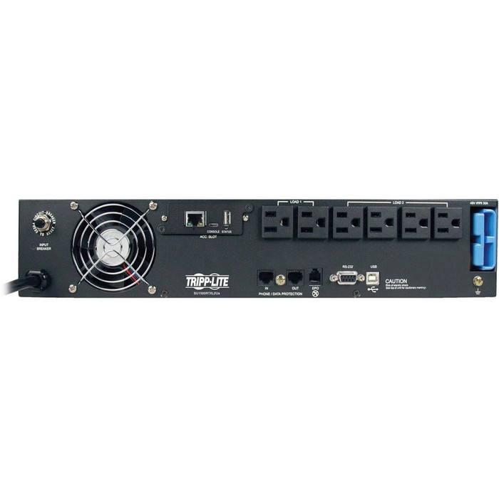 Rear Image for Tripp Lite UPS Smart Online 1500VA 1200W Rackmount 100V-120V USB DB9 Preinstalled WEBCARDLX 2URM