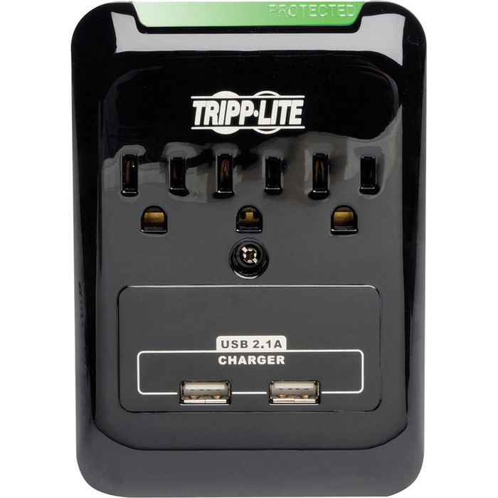 Front Image for Tripp Lite Surge 3 Outlet 120V USB Charger Tablet Smartphone Ipad Iphone