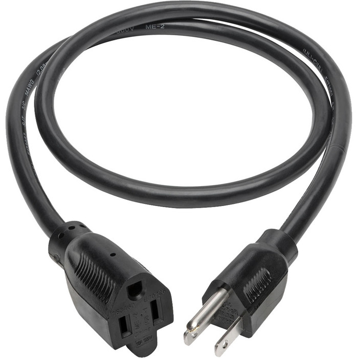 Alternate-Image1 Image for Tripp Lite 3ft Power Cord Extension Cable 5-15P to 5-15R Heavy Duty 15A 14AWG 3'