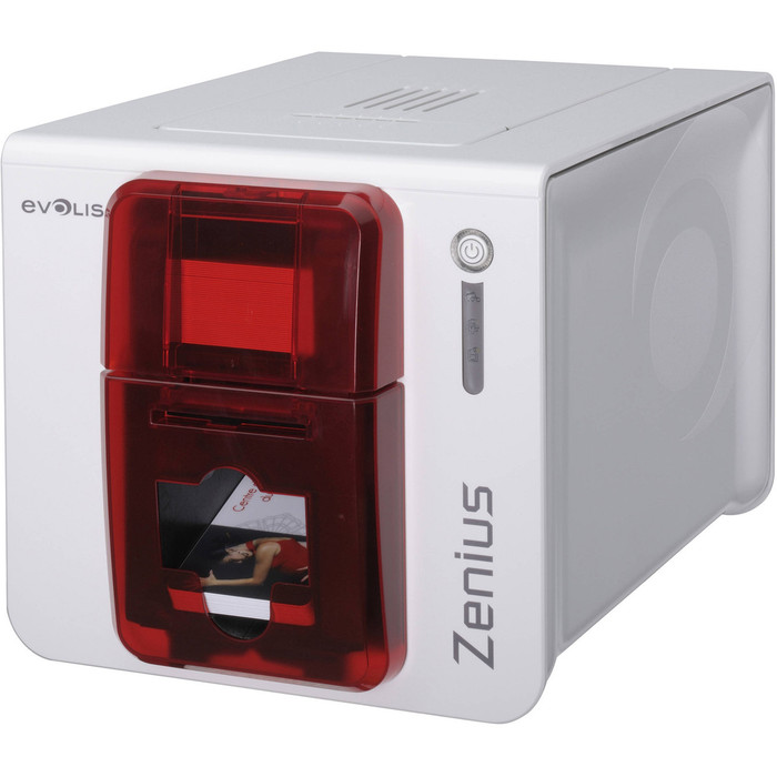 Evolis Expert Zenius Single Sided Desktop Dye Sublimation/Thermal Transfer Printer - Color - Card Print - Ethernet - USB - Fire Red ZN1H0000RS