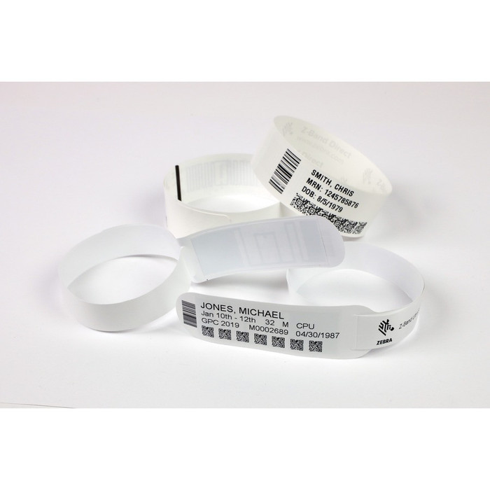 Alternate-Image1 Image for Zebra Wristband Polypropylene 1 x 11in Direct Thermal Zebra Z-Band Comfort HC100