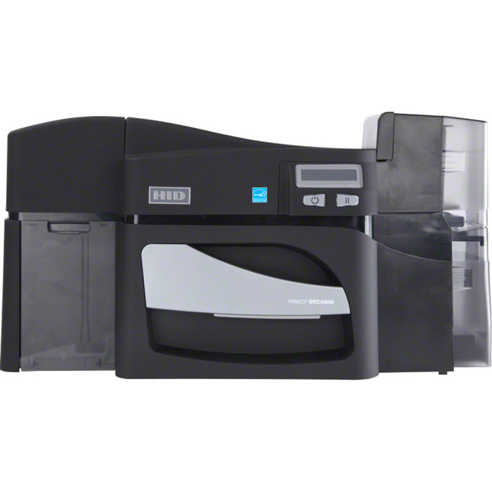 Front Image for Fargo DTC4500E Desktop Dye Sublimation/Thermal Transfer Printer - Color - Card Print - Ethernet - USB - Black, Gray