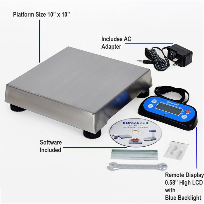 Alternate-Image1 Image for Brecknell 6710U POS Bench Scale, 30lb. 10"x10" Platter, Capacity Magnetic Mount Display, USB & RS-232 Port