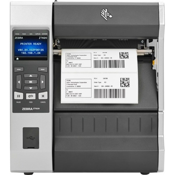 Alternate-Image1 Image for Zebra ZT620 Industrial Direct Thermal/Thermal Transfer Printer - Monochrome - Label Print - Ethernet - USB - Serial - Bluetooth
