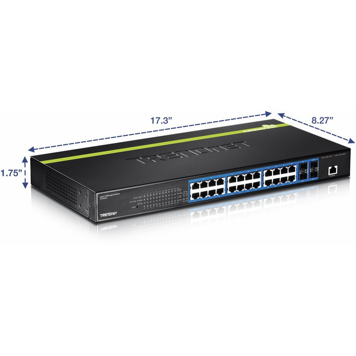 Alternate-Image2 Image for TRENDnet 24-Port Gigabit Layer 2 Switch with 4 Shared Mini-GBIC Slots; 48 Gbps Switching Capacity; SNMP; Lifetime Protection; TL2-G244