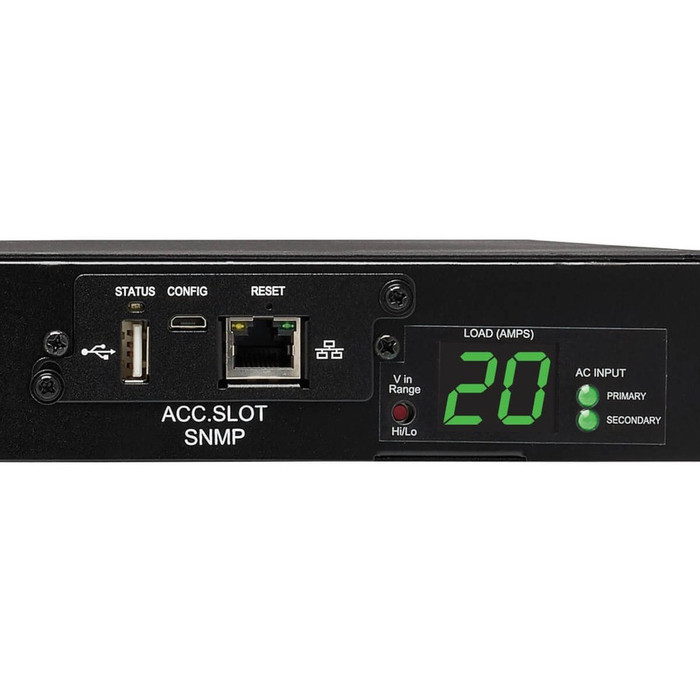 Alternate-Image2 Image for Tripp Lite PDU Switched ATS 200-240V 16/20A 8 C13 2 C19 C20 Horizontal 1URM