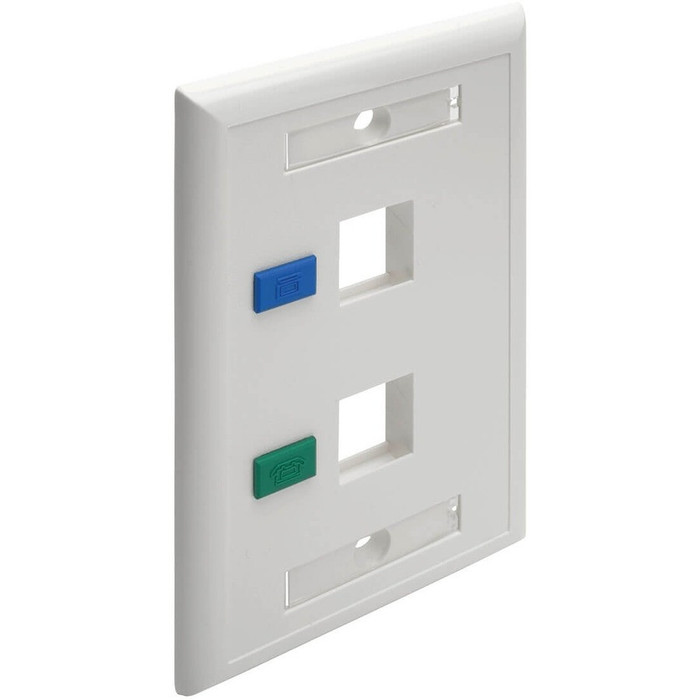 Alternate-Image1 Image for Tripp Lite 2-Port Dual Outlet RJ45 Universal Keystone Jack Face Plate TAA
