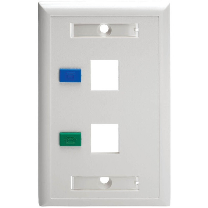 Alternate-Image3 Image for Tripp Lite 2-Port Dual Outlet RJ45 Universal Keystone Jack Face Plate TAA