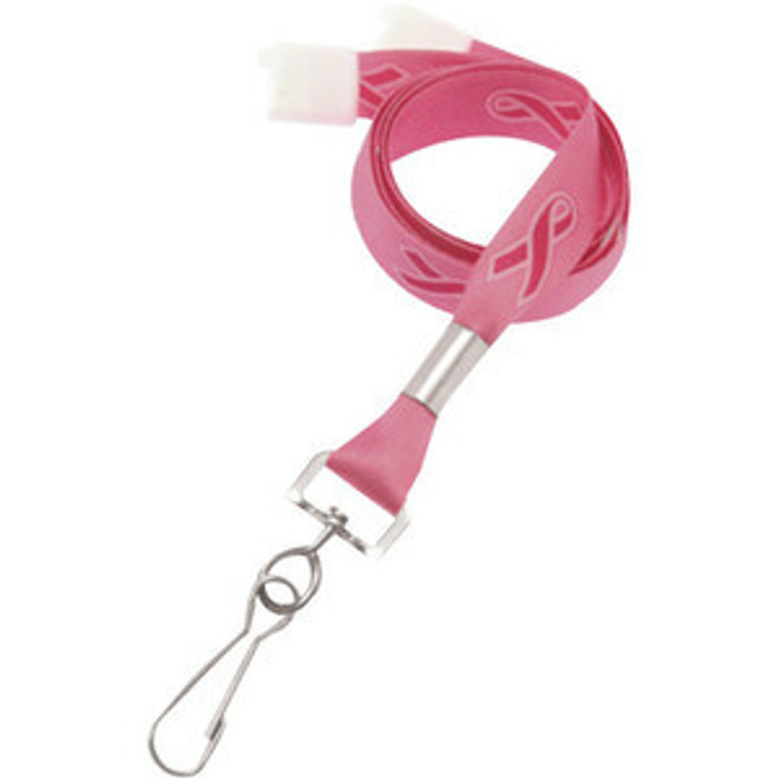 Main image for Brady People ID 5/8" Satin-Like Pre-Printed Pink Ribbon Awareness Lanyard