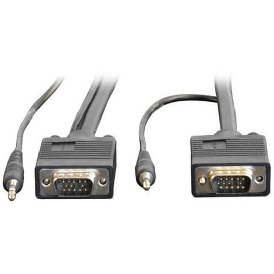 Alternate-Image1 Image for Tripp Lite 50ft VGA Coax Monitor Cable with Audio and RGB High Resolution HD15 3.5mm M/M 50'
