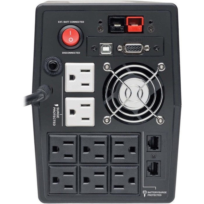 Rear Image for Tripp Lite UPS OmniVS 120V 1500VA 940W Line-Interactive UPS Extended Run Tower USB port Battery Backup