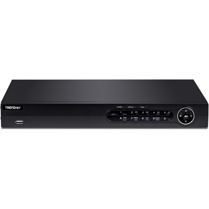 Front Image for TRENDnet 8-Channel H.264/H.265 PoE+ NVR, 1080p HD, up to 12TB storage (HDDs not included), Supports one 4K Camera Channel, 8 PoE+ ports, 80W PoE Power Budget, Rackmount, TV-NVR408 , Black