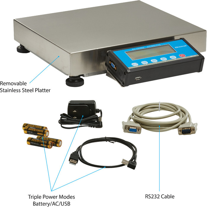 Alternate-Image3 Image for Brecknell PS-USB Portable Shipping Scale, 70LB Capacity, Emulation Protocols, LCD Screen, Aluminum and Steel Construction