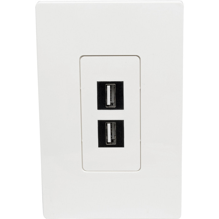 Alternate-Image1 Image for Tripp Lite Single-Gang 2-Port Wall Plate Keystone Cat5/6 USB HDMI Dport RCA