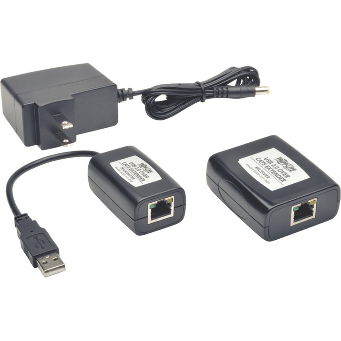 Alternate-Image1 Image for Tripp Lite 1-Port USB 2.0 over Cat5 Cat6 Extender Kit Video Transmitter & Receiver 164'
