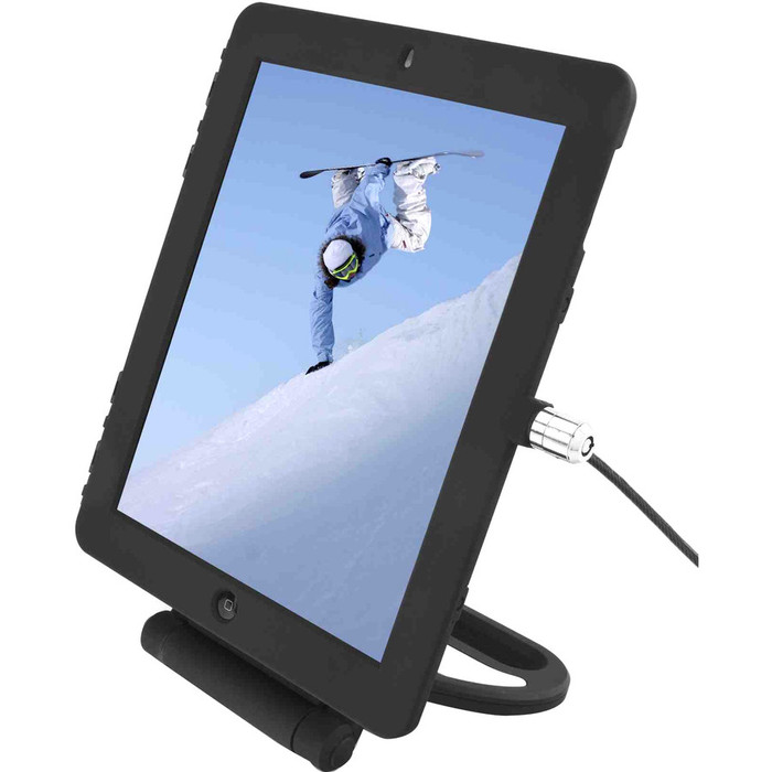 Alternate-Image2 Image for iPad Lockable Case Bundle With Security Rotating Stand andwith security cable lock - Black. For iPad Air 1 / Air 2