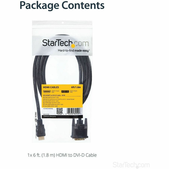 Alternate-Image1 Image for StarTech.com HDMI to DVI Cable &acirc;&euro;" 6 ft / 2m &acirc;&euro;" HDMI to DVI-D Cable &acirc;&euro;" HDMI Monitor Cable &acirc;&euro;" HDMI to DVI Adapter Cable
