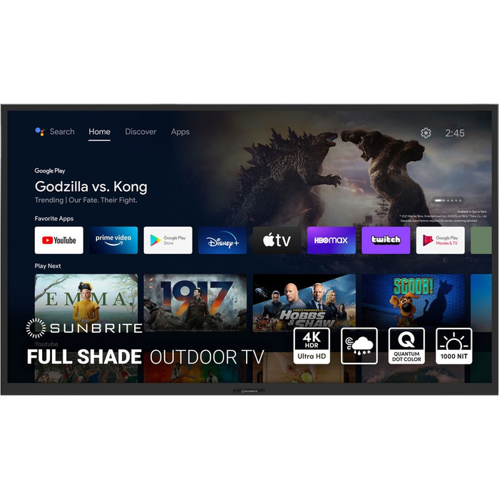 Front Image for SunBriteTV Veranda 3 SB-V3-65-4KHDR-BL 65" Smart LED-LCD TV - 4K UHDTV - Black