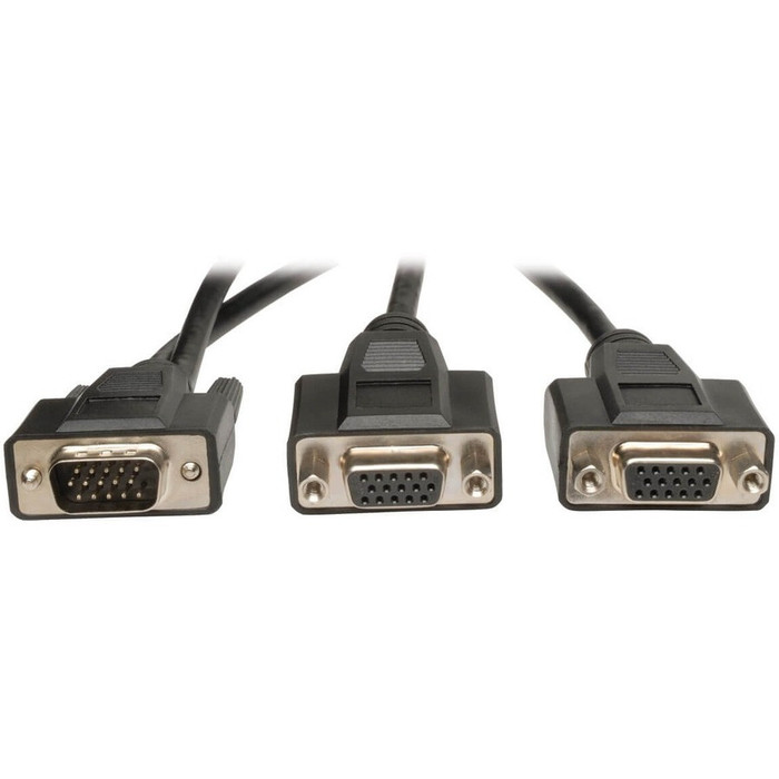 Alternate-Image1 Image for Tripp Lite 1' High Resolution VGA Monitor Y Splitter Cable HD15 to 2x HD15