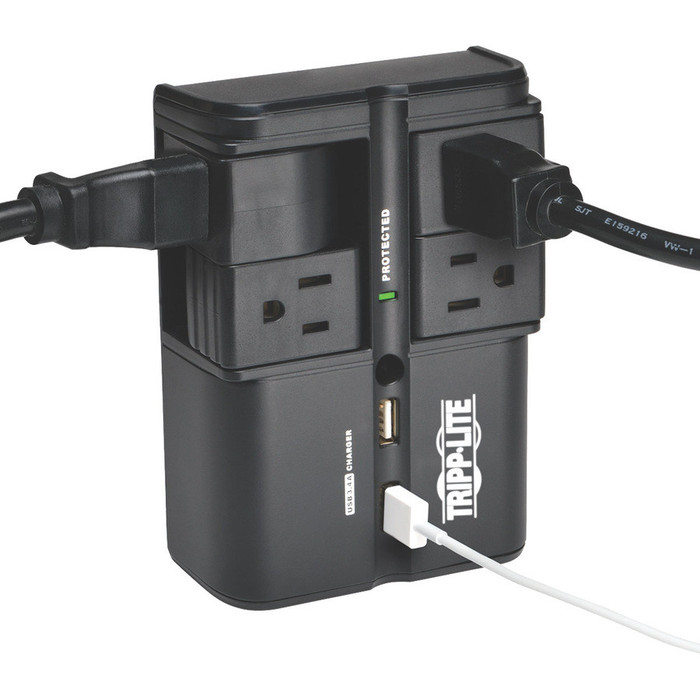 Alternate-Image1 Image for Tripp Lite Surge 4 Outlet 3.4A USB Charger Tablet Smartphone Ipad Iphone