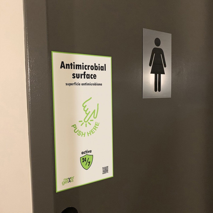 Alternate-Image1 Image for Antimicrobial Covers, Door Push Plate Cover, 8" x 16" , PUSH HERE Graphic, White, 10 Pack